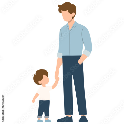 Father and Son Walking.