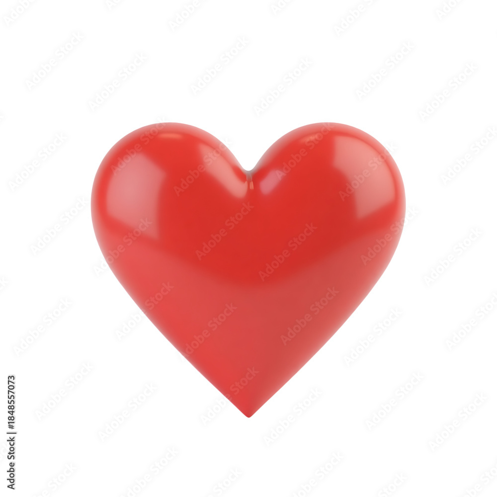 Fototapeta premium Glossy red heart shape isolated on transparent background