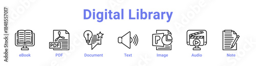 Digital Library Icon Banner