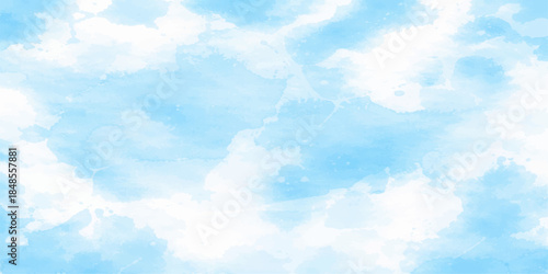 A beautiful clear blue sky features fluffy white cumulus clouds on a sunny summer day, creating a natural and bright atmosphere in this serene cloudscape