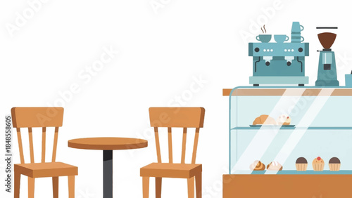 Assorted pastries and cakes displayed on multiple shelves in a bakery display case viewed from the front