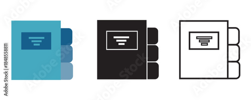 Business Binder and Folder Icon Set in Flat and Outline Style for Office Management and Documentation