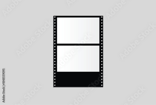 Vintage black film strip frames mockup with blank white placeholders. Movie cinema borders for photography, video editing assets, and nostalgic retro graphic.Art design reel cinema filmstrip template