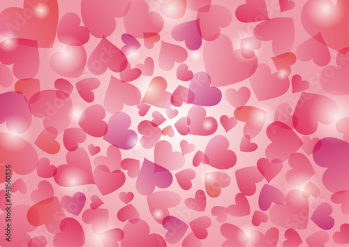 キラキラしたたくさんのハートの背景イラスト