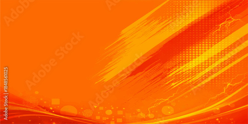 Abstract orange vector background featuring wave patterns with light yellow lines and curved motion effects for a decorative fire textured wallpaper design