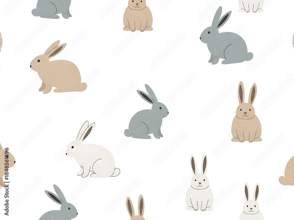 custom made wallpaper toronto digitalSeamless pattern of bunnies on white background for decoration and design