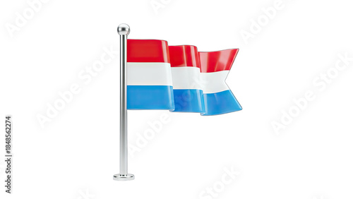 Luxembourg Flag Waving on a Pole - Isolated
