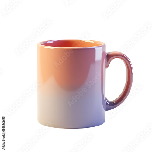 Ceramic mug with gradient color isolated on transparent background