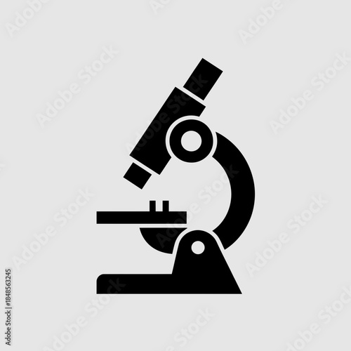 microscope, silhouette, vector, icon, clipart, science, laboratory, lab, blackwhite, monochrome, outline, biology, research, scientific, equipment, optics, magnification, lens, eyepiece, stage, focus,