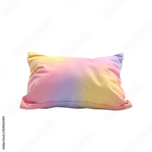 Soft rainbow tie dye pillow isolated on transparent background
