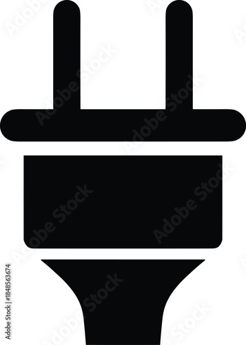 Electric plug icon, power energy cable symbol, black silhouette connection sign, electricity adapter technology, vector illustration flat design graphic, household appliance cord