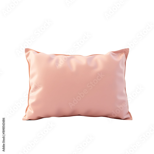 Soft pink satin pillow isolated on transparent background