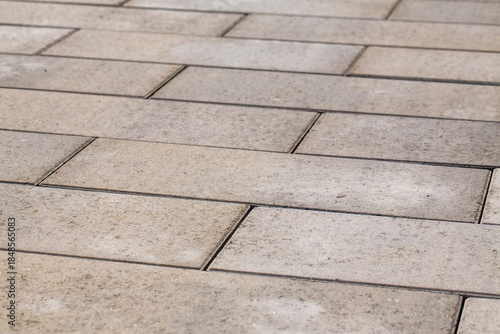 Close Up Of Gray Concrete Pavers On A Memorial, Lac-Megantic, Quebec, Canada