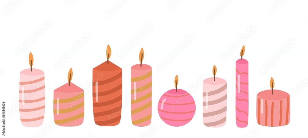 Εκτύπωση καμβά Set of cute birthday candles isolated on white flat illustration