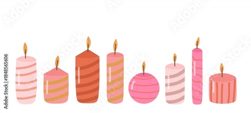 Photos Set of cute birthday candles isolated on white flat illustration