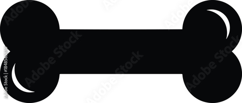 Dog bone silhouette illustration, pet chew toy icon, minimalist black white vector design isolated on white background graphic symbol artwork