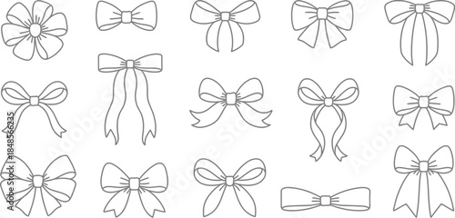 Collection of Black and White Bow Ties and Ribbons