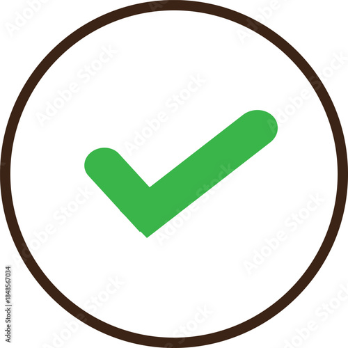 A green checkmark symbol inside a brown circular outline on a white background, indicating completion or correctness.