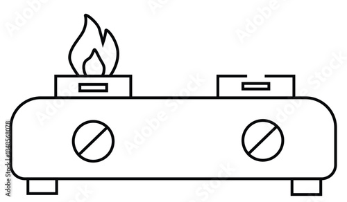 line art of gas stove vector illustration