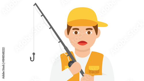 vector illustration of a man with fishing rod