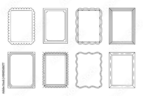 Hand Drawn Decorative Black Outline Frames With Various Borders
