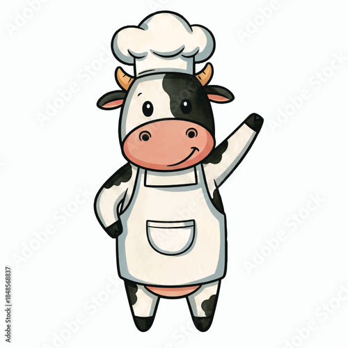 Funny Cute Cartoon Cow Character on Farm Illustration