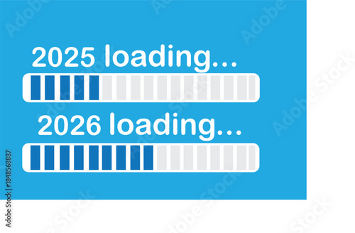 Two progress bars showing 2025 and 2026 loading, symbolizing the passage of time and future years approaching.