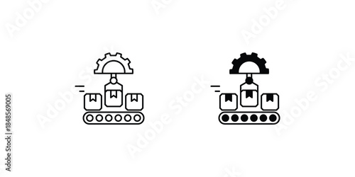 Mass Production set icon with white background vector stock illustration