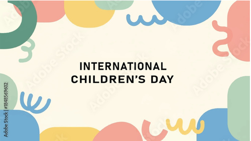 International Children's Day Celebration with Abstract Shapes and Pastel Colors