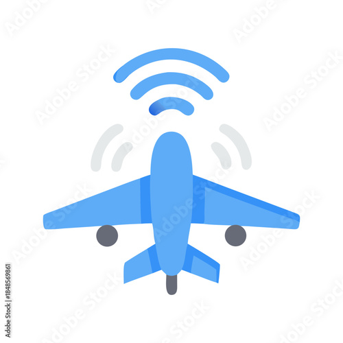 Airplane with wifi symbol indicating global connectivity and airline internet access