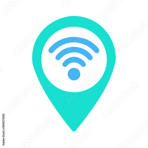 Location marker with wifi symbol against black background for connection services