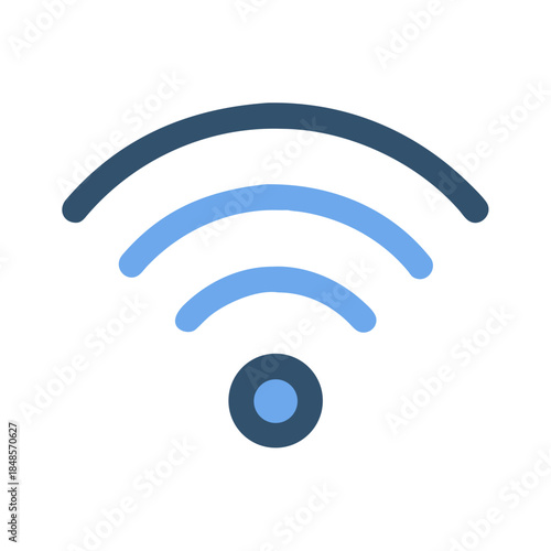 Stylized Wi-Fi Icon in Blue Tones on a Black Background