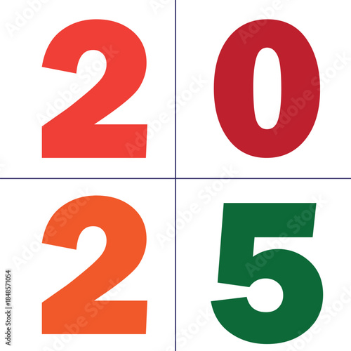 The numbers 2025 are displayed in four quadrants with different colors.
