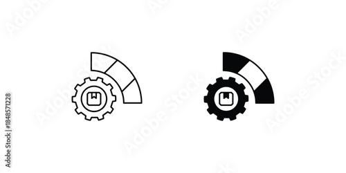 Process Optimization set icon with white background vector stock illustration