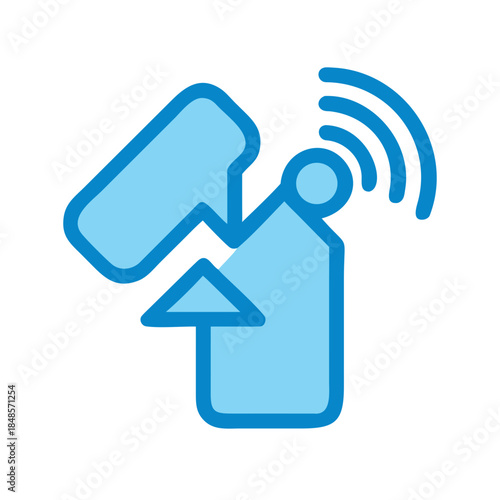 Modern Wireless Tag Icon with Data Transmission on Black Background