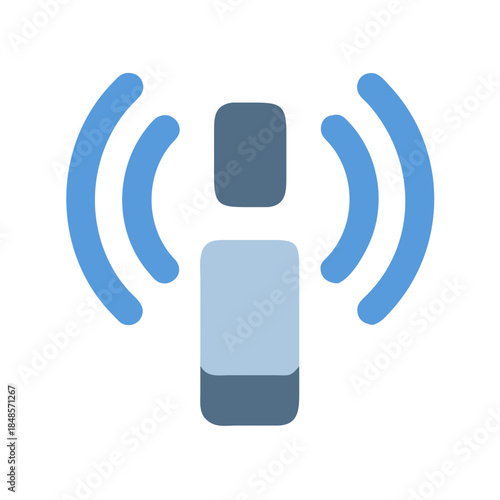 Stylized podcast icon with radiating signal on a black background for broadcast use