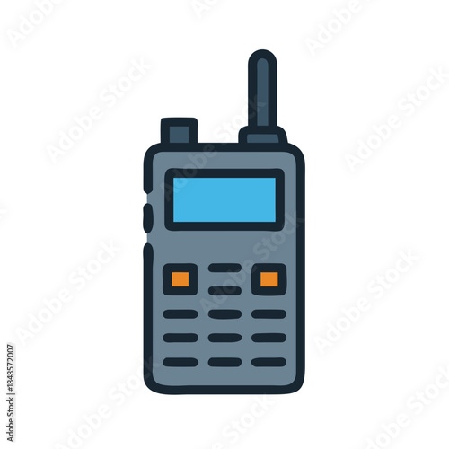 Cartoon vector of a portable walkie talkie radio communication device