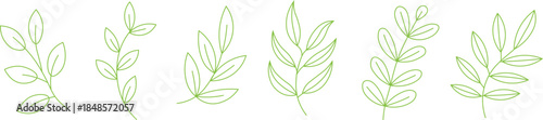 Fotografie Minimalist Green Leaf Vector Set for Botanical Design