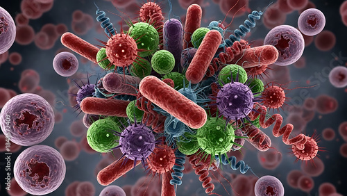 Bacteria outbreak and bacterial infection background as dangerous bacteriology germ strain pandemic