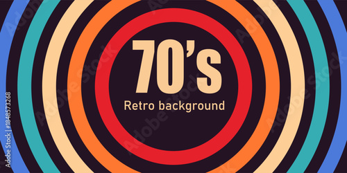 Design in futuristic 1970's 1980's 1960's era line frame retro style. Abstract perforated retro vintage background with circles element and retro colors. Vector funky illustration.