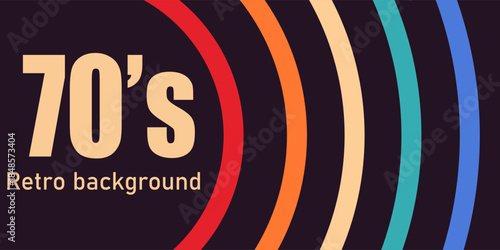 Design in futuristic 1970's 1980's 1960's era line frame retro style. Abstract perforated retro vintage background with circles element and retro colors. Vector funky illustration.