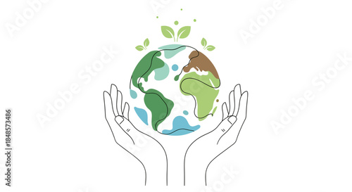Embrace a greener future with our Earth in your hands, showing growth and sustainability in a clean, minimalist design perfect for eco-conscious brands