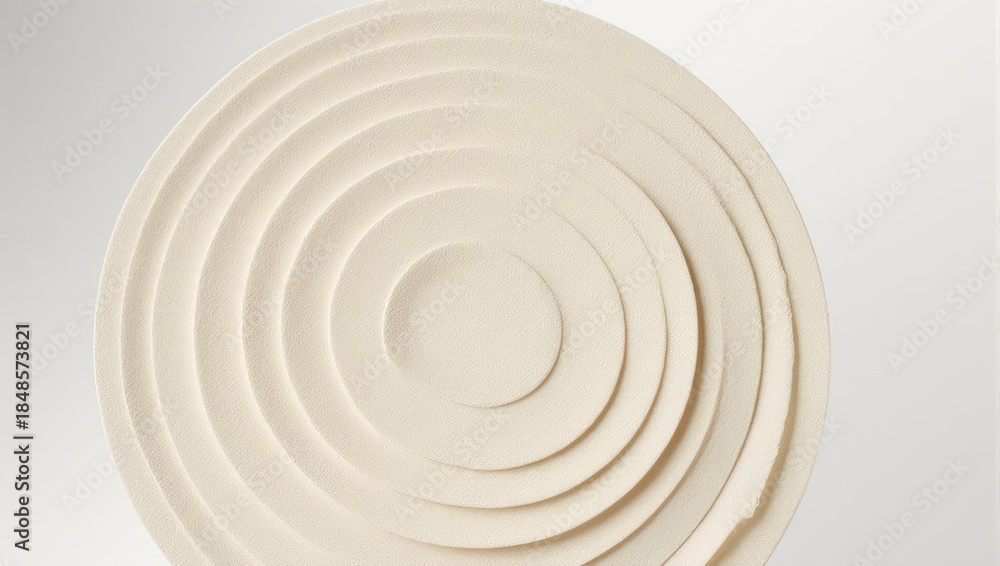 Obraz premium Concentric circles in a minimalist design, textured surface, neutral tones.