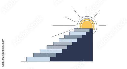 Climbing the ladder to success, step by step, toward a brighter future and achieving goals with determination and vision, a path to growth and progress