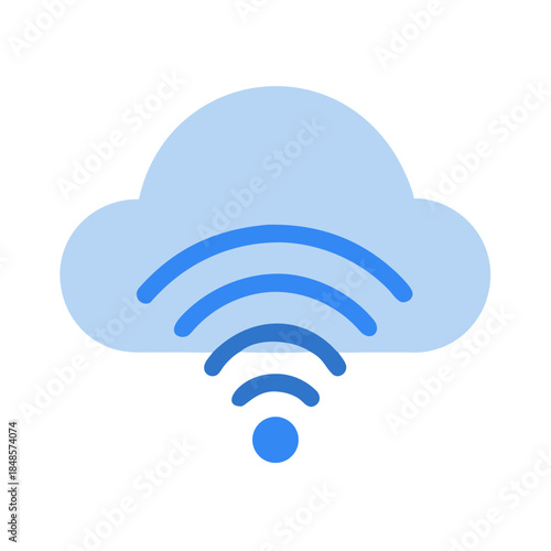 Cloud computing illustration with wireless network signal for modern technology integration