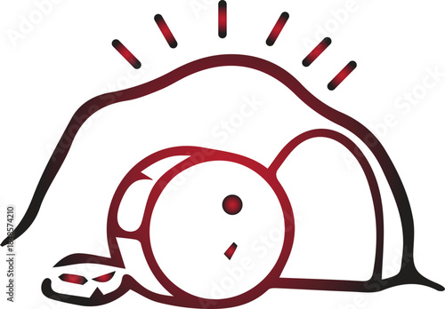 A stylized illustration depicts a reclining figure with radiating lines above evoking a sense of rest and peace on transparent background