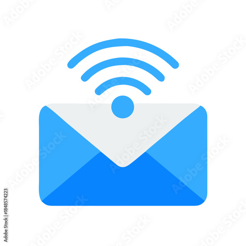 Digital communication icon: Envelope and Wi-Fi symbol on a black background