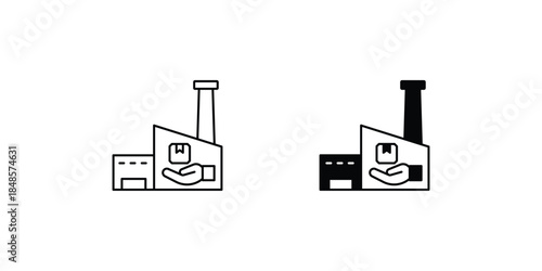 Factory set icon with white background vector stock illustration