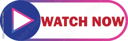A graphic button with a blue play icon and red text 'WATCH NOW' inside a rounded rectangle with a pink and purple gradient border, indicating a call to action for video content.