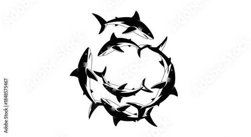 Shark circle formation with transparent background